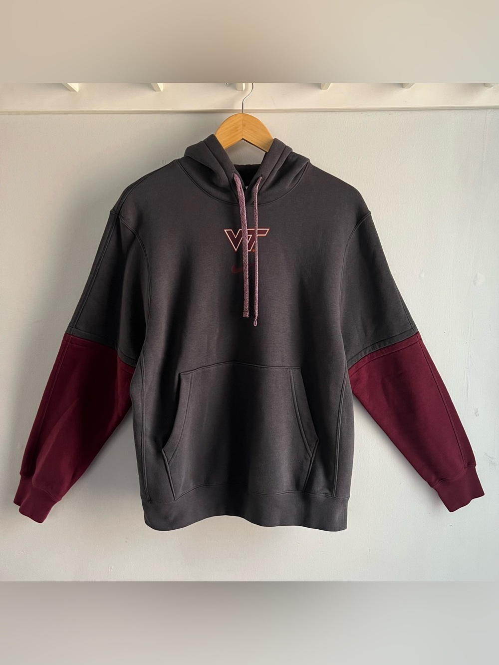 Virginia Tech Hokies Nike Men's S Small Heavyweight Pullover Hoodie Gray Maroon